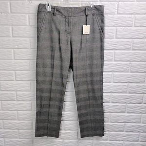 TRINA TURK Plaid black and white career ankle trouser pant size 8 NWT